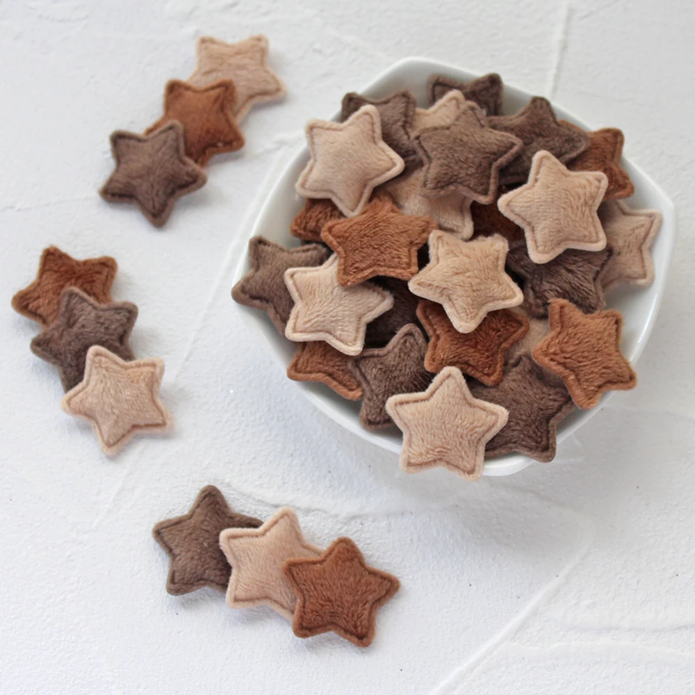 Fur Padded Star Patches 18/25/33/36mm Stickers Sew Clothes Jeans Patches Diy Coats Applique Handmade Patchwork Accessories 70Pcs