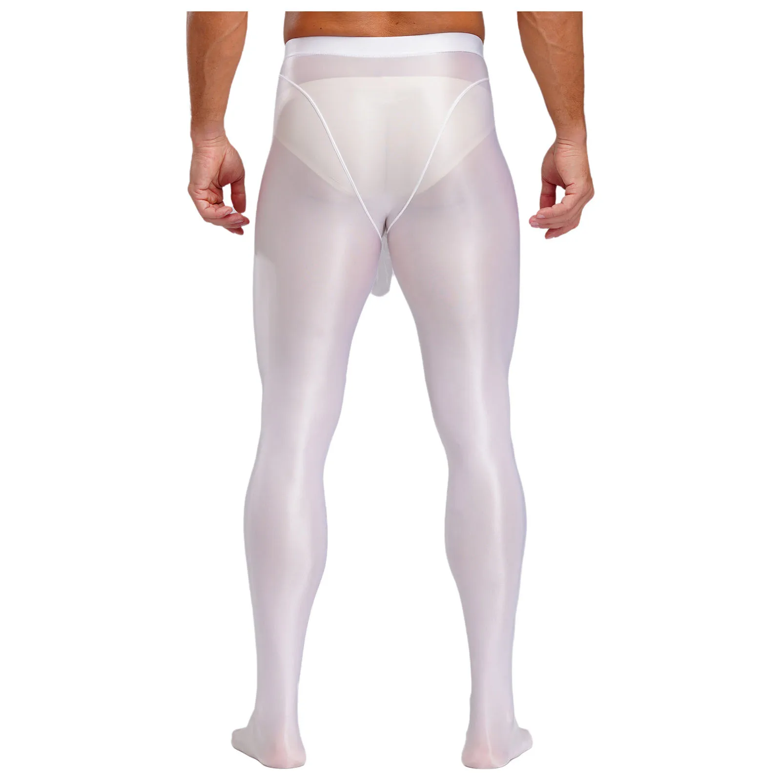 Sexy Mens Glossy Silky Stockings Lingerie Tights Sheer Pantyhose Stocking Bulge Pouch Footed Dance Yoga Workout Underwear Pants