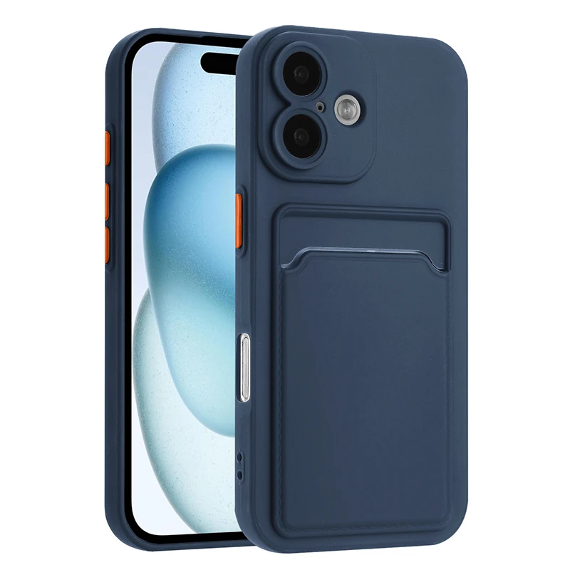 Shockproof Soft Silicone Phone Case with Card Holder and Back Pocket Cover