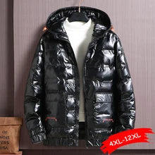 

10XL 11XL 12XL Big Size Glossy Parka Jacket Man Women Unisex Thick Warm Winter Coat Hooded Bright Black Parkas 190Kg Can Wear