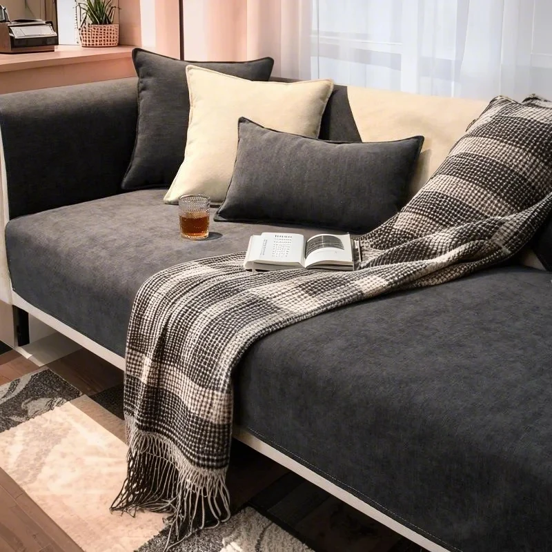 Chenille Sofa Cover Waterproof Backing Non-Slip Couch Protector Seat Cover Sofa Towel Slipcovers For All Seasons