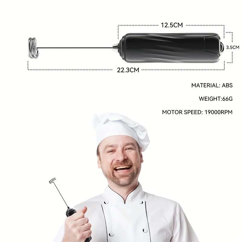Electric Milk Frother New Stainless Steel Coffee Cream Electric Milk Frother Egg Beater Portable Blender 4