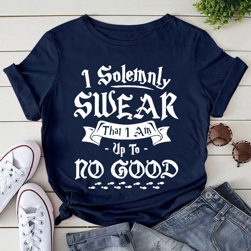 Playful I Solemnly Swear That I Am Up To No Good Graphic Tee - Unisex Summer Casual T-Shirt