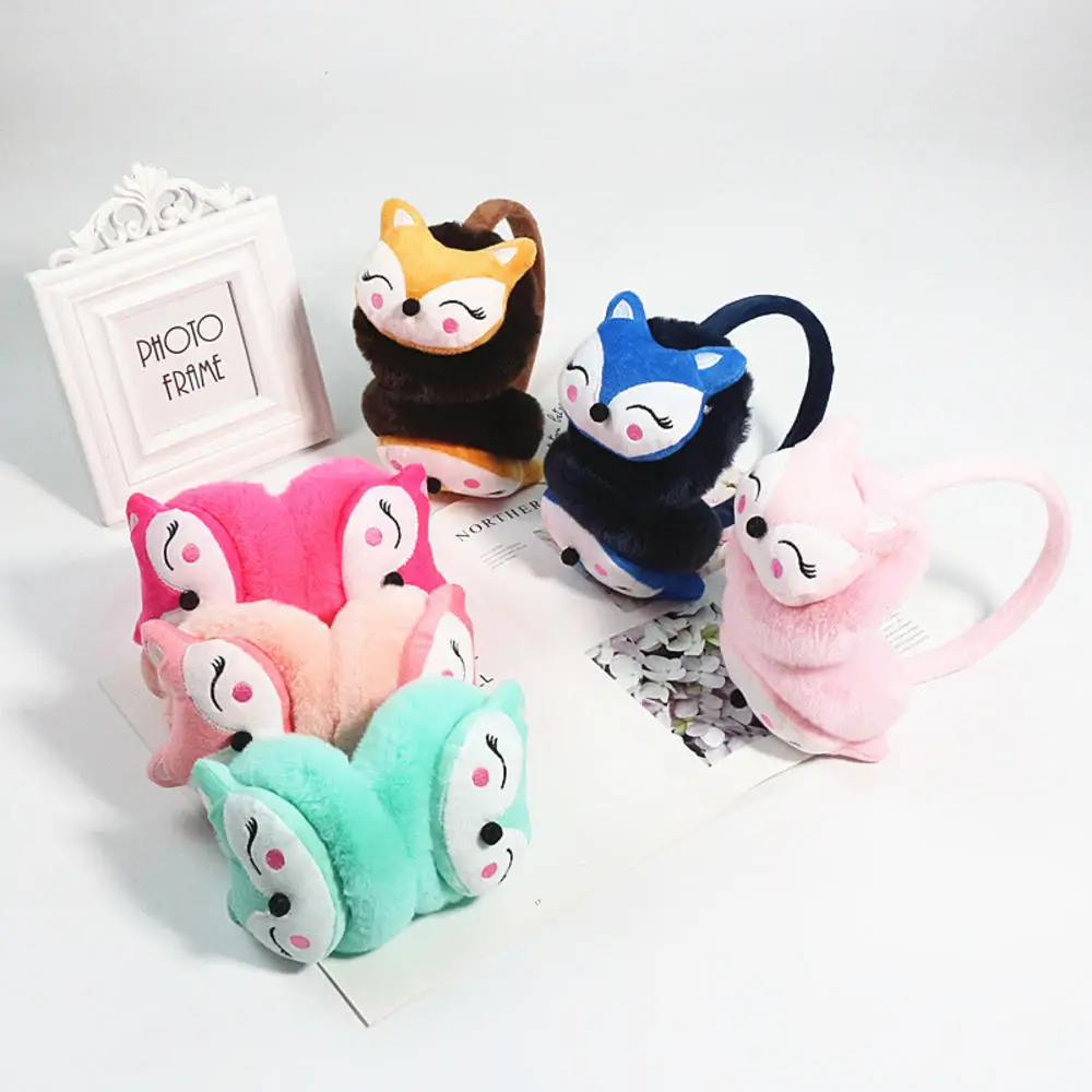 Autumn Winter Warm Ear Muffs Cute Cartoon Fox Shape Lovely Plush for Women Girls Boys Sports Ear Protection Warmer Earlap warm earmuffs fur earmuffs