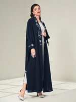 Abaya-Kimono musulman avec biscuits pour femmes, abaya musulmane de luxe, travail à la main, ouvert, Dubaï, perlé, cardigan noir, Ramadan islamique 2