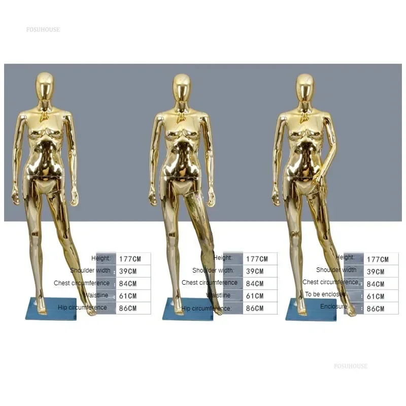 Modern Gold Mannequins for Women's Clothing Stylish Plastic Full Body Mannequins Simple Adult Mannequins for Clothing Stores L