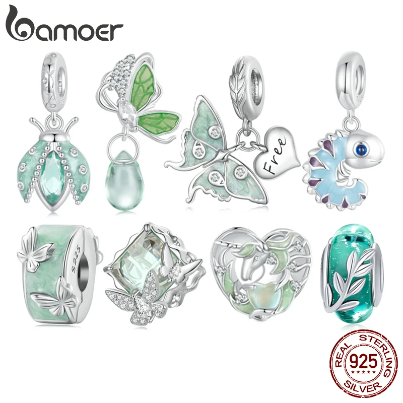 

BAMOER Oasis Ladybug/Butterfly/Chameleon Charm 925 Sterling Silver Charm Beads Fit Bracelet DIY Jewelry Accessories for Women