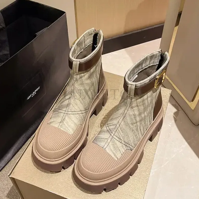 

Women Chelsea Boots Fashion Mid Heels Shoes Ankle Platform Winter New Trend Luxury 2023 Motorcycle Boots Casual Goth Women Shoes