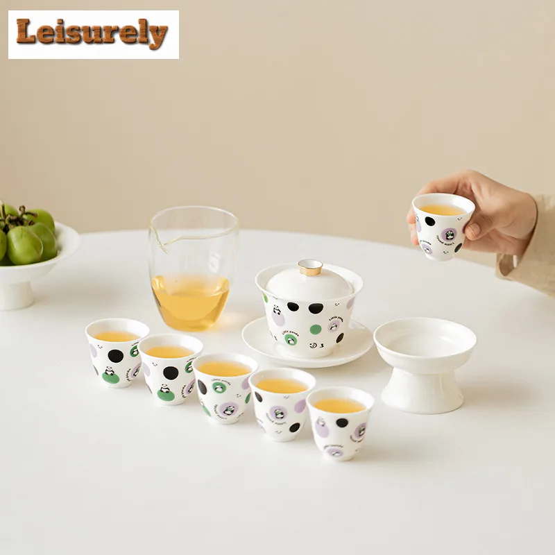 Cute Panda Ceramic Tea Set Complete Set Zen Tea Ceremony Set Household Teapot and Tea Cup Set Tea Services Supplies Decoration