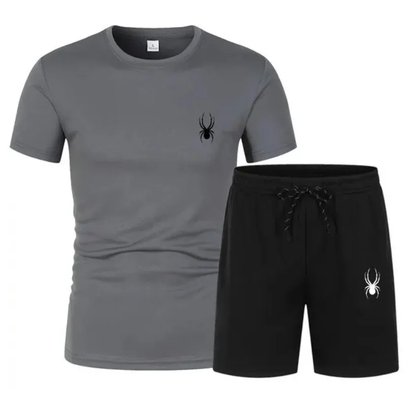 Men's T-Shirt and Short Pants Set, Sportswear, Streetwear, Tracksuit, Cotton T Shirts, Shorts Suit, Summer, Two Piece Sets