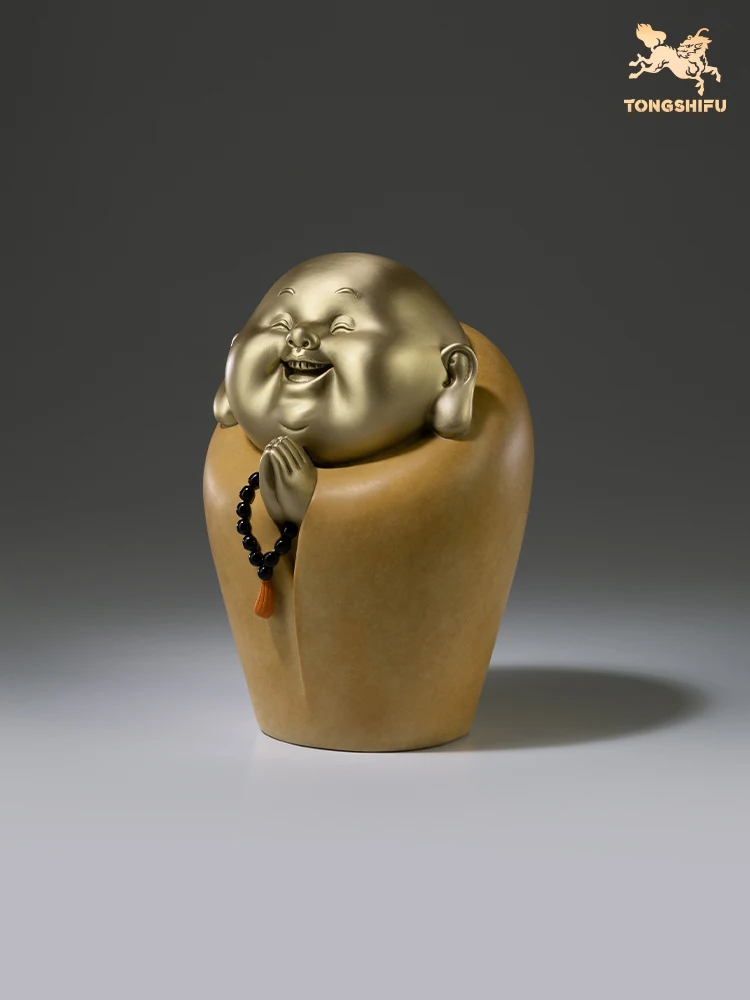 

Bronze ornament "The Contented Man is always happy" Maitreya home office living room table ornament