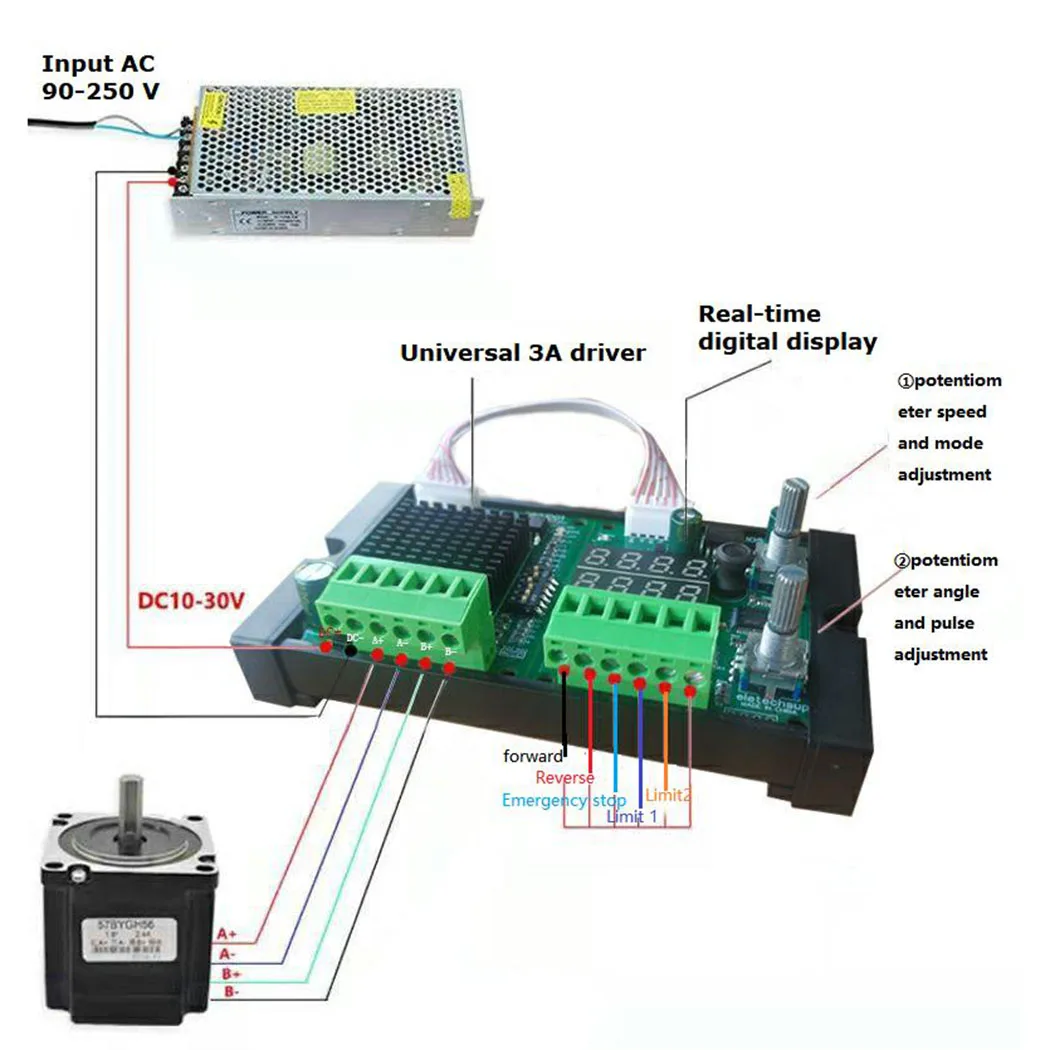 

0-3A 42 57 86 Stepper Motor Controller Limit Angle PWM Pulse Speed Drive Module for Screw Slider 3D Printer Accessories