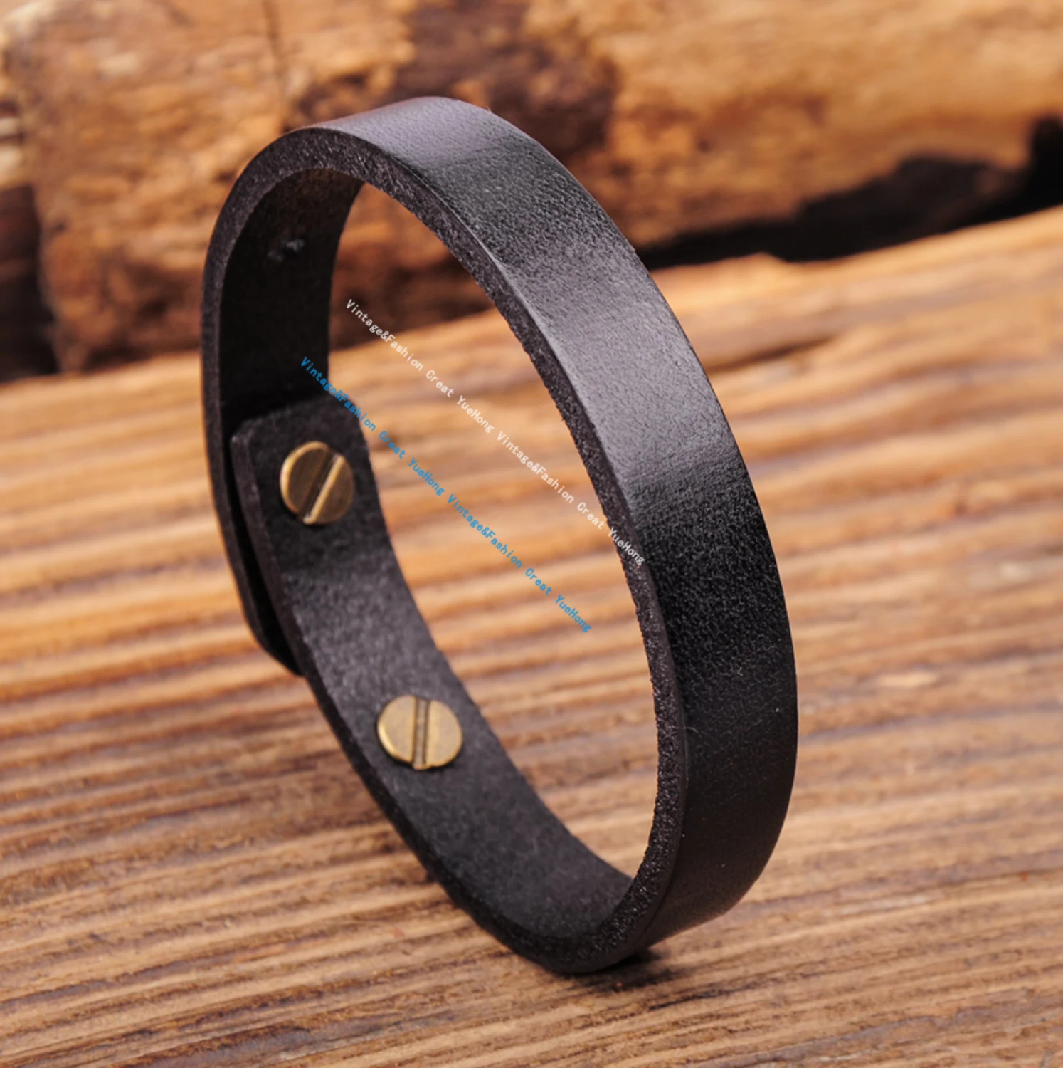 G370 Black Simply Stylish Single Band Genuine Leather Bracelet Wristband Women's leather bracelet