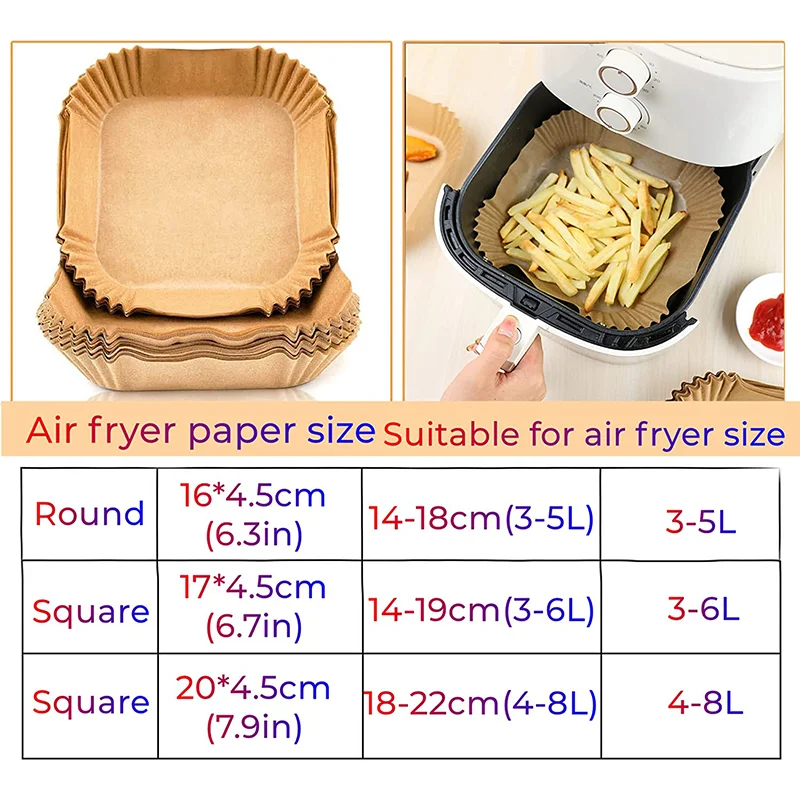 Air Fryer Paper Disposable Air Fryer Liners Air Fryer Accessories Air Fryer Liners Oven Liner 100Pc Air Fryer Special Paper Air Fryer Disposable Paper Liner Non Stick Oven Mat Kitchen Pan Pad