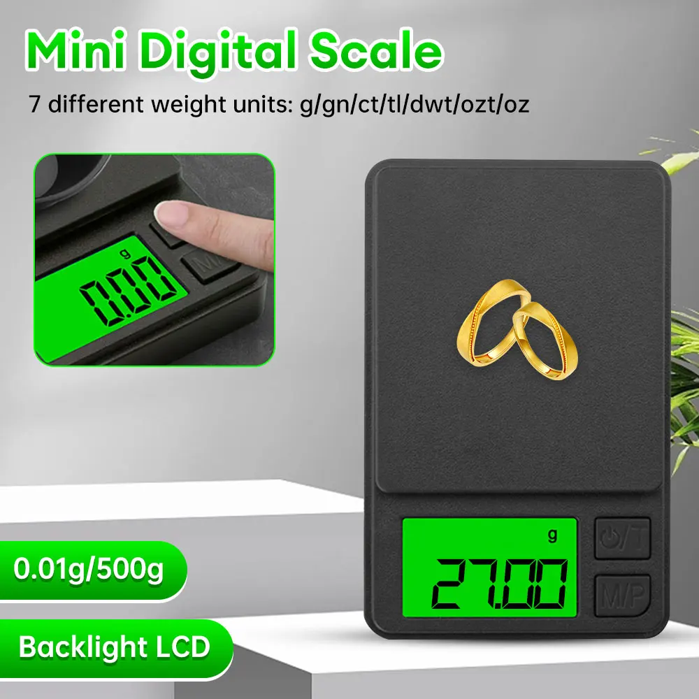 

Mini Digital Scale 500g x 0.01 High Precision Jewelry Scales Electronic Gram Scales Battery Powered Gold Sterling Silver Balance