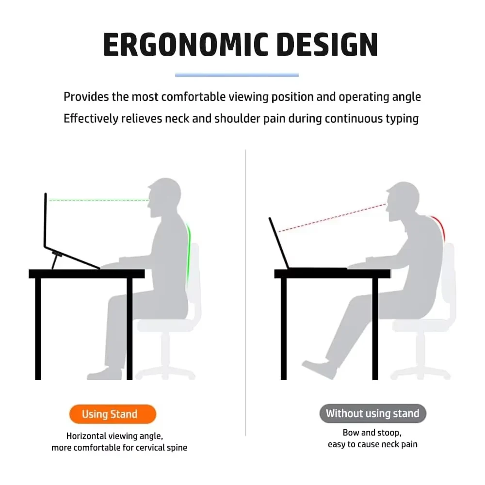 2개의 조절 가능한 각도가 있는 2PCS 미니 접이식 휴대용 노트북 스탠드, 노트북 쿨링 홀더용 접이식 휴대용 노트북 받침대