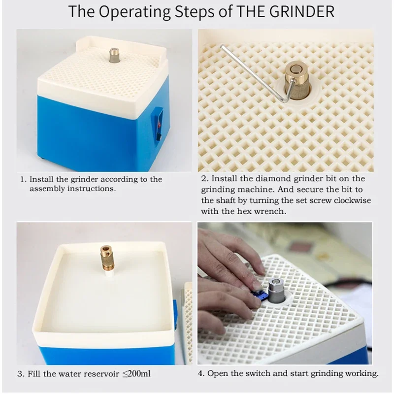 Mini Stained Electric Grinder Diamond Glass Art Glass Grinding Tool Water Grinder Stone Grinding Polishing Machine 220V Portable 5