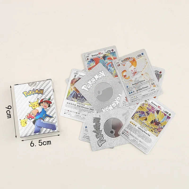 thumbnail image 3 of Cartas de Pokémon Vmax GX de 55 piezas, cartas coloridas de Pikachu, juegos de mesa de Anime, caja de cubierta, juguetes para niños, Alemán, Francés, Inglés, Español, 3 of 5
