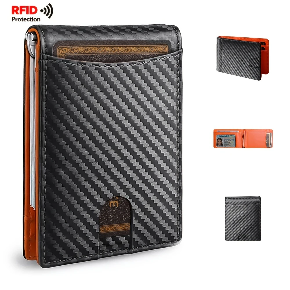 Credit Card Holder 1Pc Wallet Clip Slim Wallet For Men Leather Money Clip Mens Wallets RFID Blocking Front Pocket Bifold