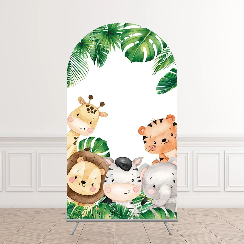 2-Sided Safari Jungle Wild One Animal Boy Birthday Party Baby Shower Cover Chiara Arch Background Decor Backdrop photo backdrop