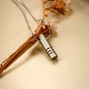 Classic Pure Titanium Pendant Necklace For Men Simple Cylinder Snake Chain Jewelry Gift 2
