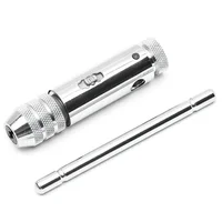 Clé de support de robinet à cliquet à poignée en T réglable en argent avec 5 pièces M3-M8 3mm-8mm filetage de vis Machine prise métrique robinet en forme de T 5