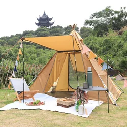 Tente pyramidale indienne pour 3 4 personnes, grand espace, plein air, Camping, Protection UV, anti tempête 