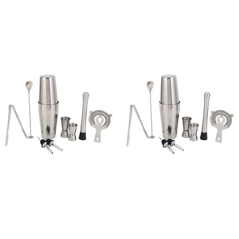Boston Shaker Cocktail Shaker Set 18 Pezzi, Martini Shaker, Kit Barman Con Colino Hawnie/Pinza Per Ghiaccio
