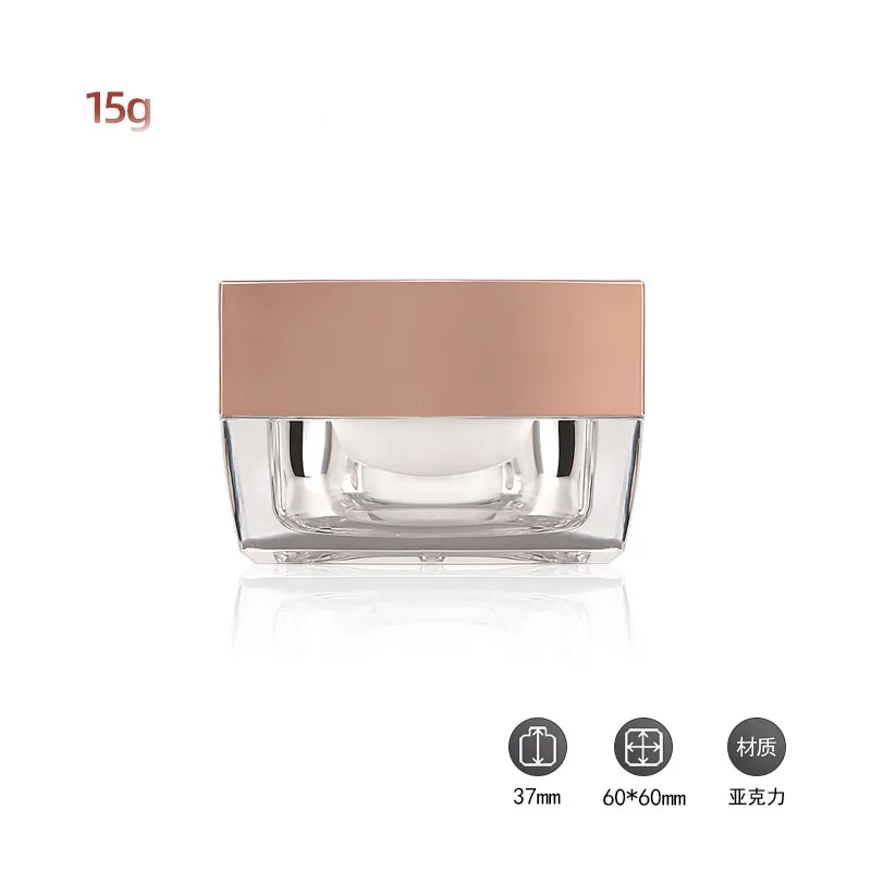 

15g/20g gold square shape acrylic jar pot tin bottle eye serum day cream/essence/moisturizer gel skin care cosmetic packing