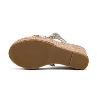 Eilyken Fashion Wood Grain Platform Wedges High Heels Woman Sandals CRYSTAL Buckle Strap Casual Ladies Summer Shoes - Image 5