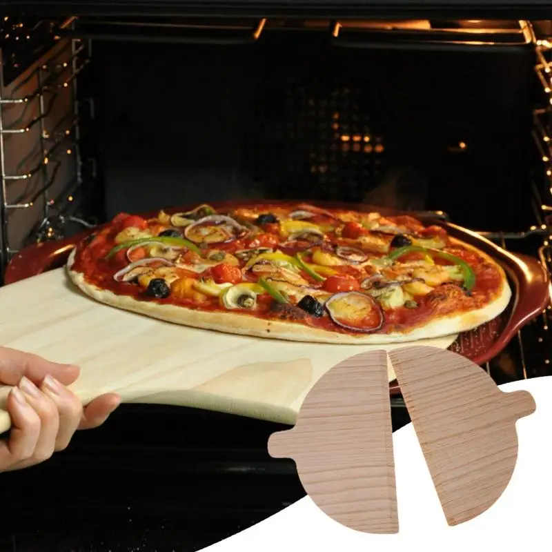 Wood Pizza Peel Semi-Circular Pizza Board Set of 2 Paddle Bread Baking Peel for Ovens Transferring Spatula