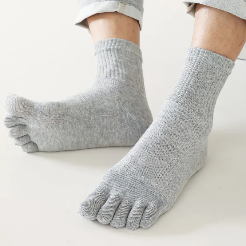 5 Pairs Solid Cotton 5 Finger Socks for Men Small Plaid Warm Sock Elastic Anti Friction Casual Harajuku Toe Sock Male Crew Meias