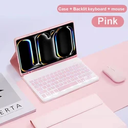 Premium Magnetic Keyboard Case & Smart Stand Cover - English keyboard (Pink B Backlit)