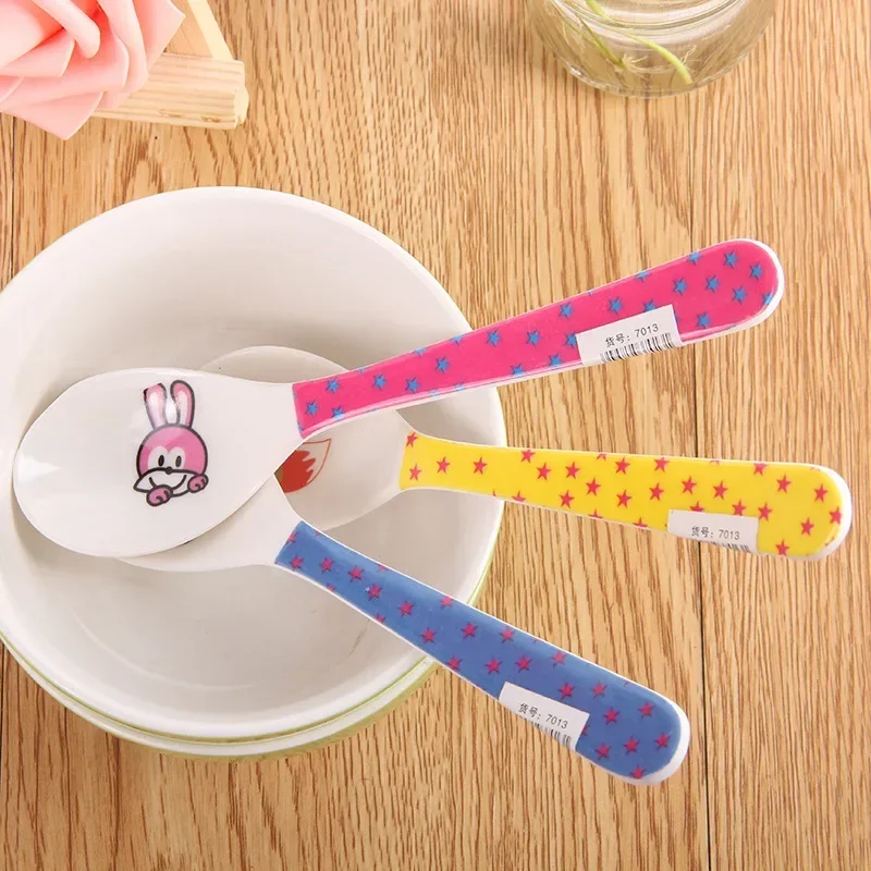 5/10pcs New Children Colorful Spoon Coffee Heart Cake Plastic Meal Spoon Home Restaurant Tableware Spoons kitchen accessories
