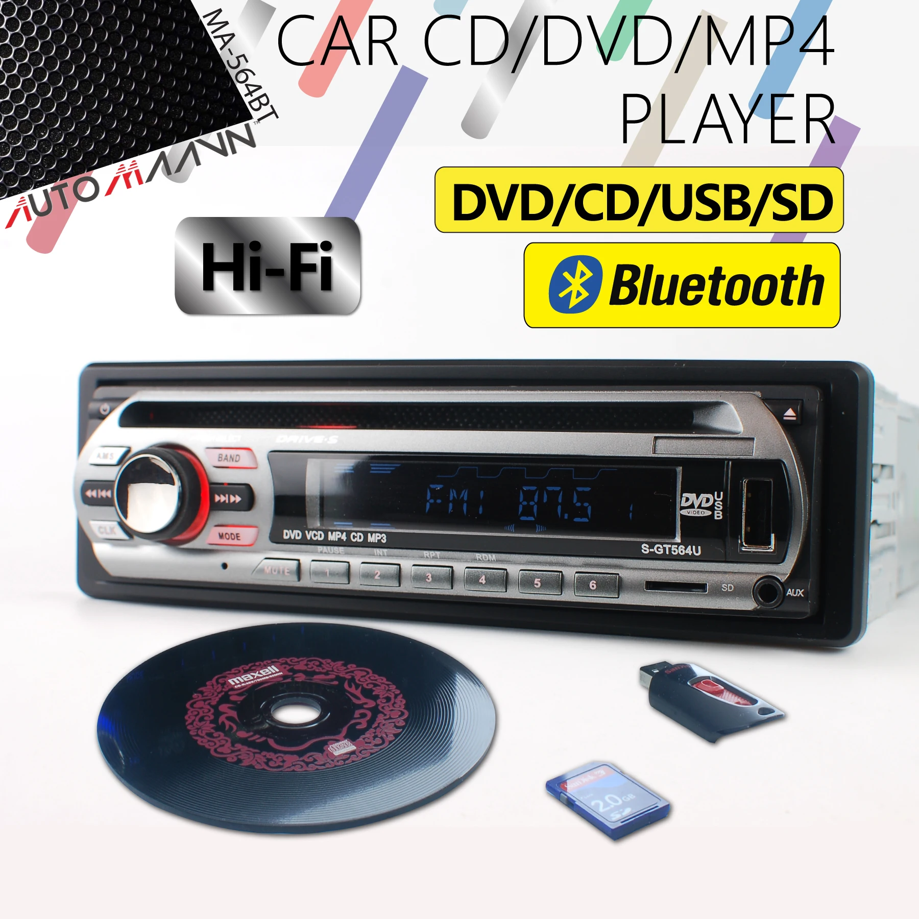 Car Radio Car CD Player CD/DVD USB/TF In Dash Radio Receiver Bluetooth Player For Volkwagon Peugeot Citroen Seat Toyota Honda Nissan Ford