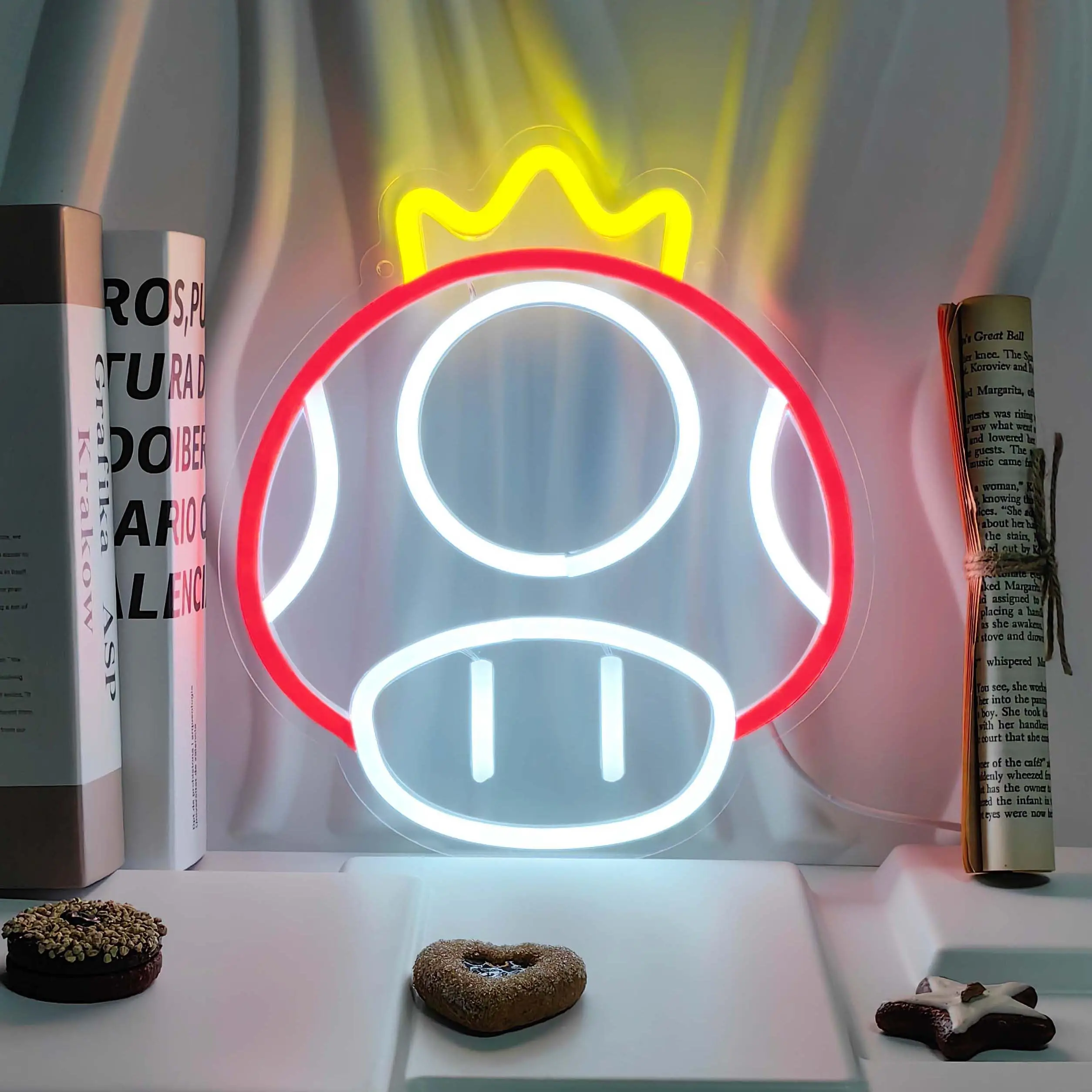 

Mushroom King Neon Sign USB Dimmable LED Neon Light Sign for Man Cave Children's Room Game Room Party Art Wall Decor Kids Gift