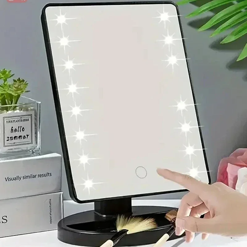 16 LED 메이크업 거울 테이블 타입, 단면 휴대용 데스크탑 뷰티 미러, 학생 기숙사, 조명 메이크업 회전 보관