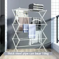 Drying Rack for Clothes Simple Retractable Drying Rack Three-layer Floor Balcony Drying Cooling Clothes Rack Metal Clothing Rack 2