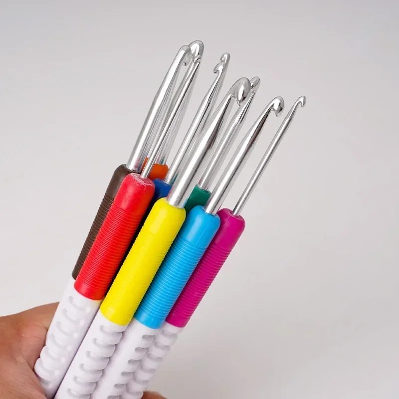 ABS Double Color Plastic Handle Crochet A Set of 9 Specifications Sweater Knitting Tools New Double Color DIY Set Crochet