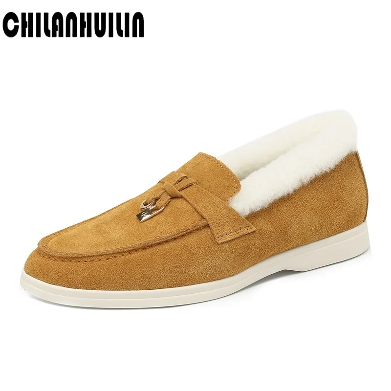 

women shoes fur british style 2023 fall new genuine leather women loafer shoes retro mid-heel women casual home shoes pumps