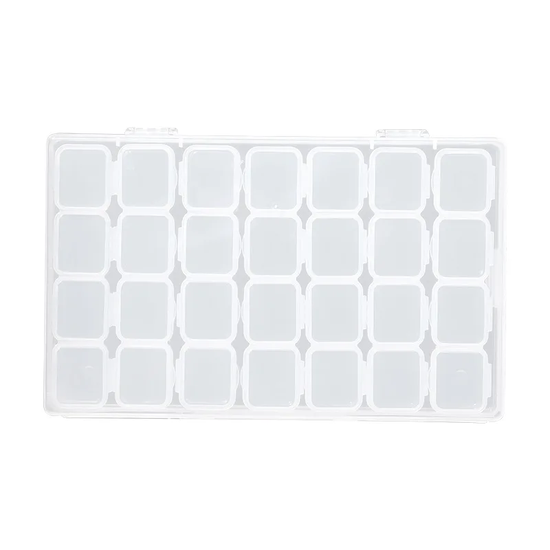 Nail Accessories Storage Box, 28 Grid Detachable Box, Nail Drill Alloy Rhinestones Accessories, Plastic Empty Tool Wholesal