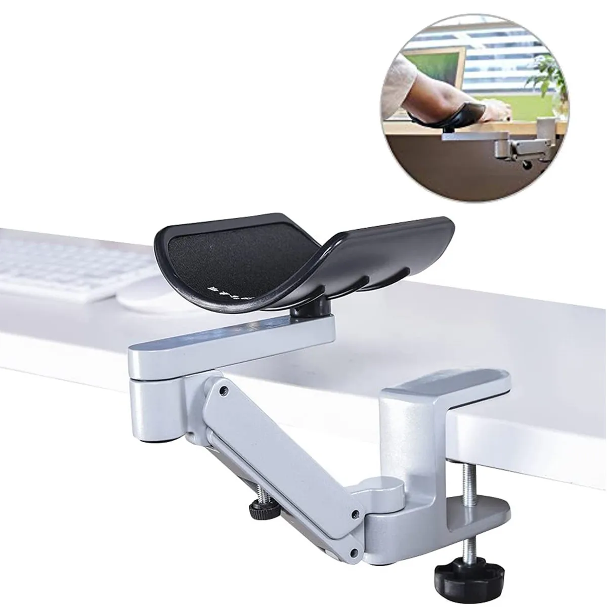 Ergonômico Braço Resto Suporte Extensor para Mesa Giratória Computador Escritório Cotovelo Apoio Braço Almofadas Resto Mão Liga de Alumínio