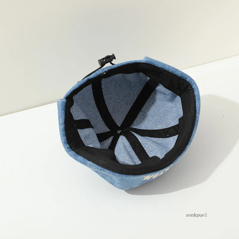 Washed Denim Baby Brimless Hat Retro Letter Embroidered Melon Cap for Infant Boy Girl Summer Adjustable Kids Docker Caps 4