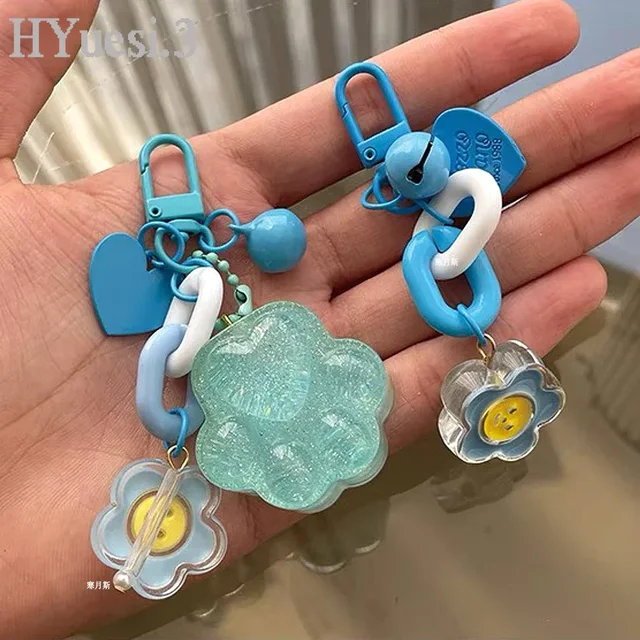 Add charm with the Candy Color Acrylic Flower Bear Duck Keychain