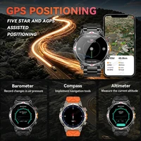 Nouvelle montre intelligente GPS améliorée pour sports de plein air pour hommes avec étanchéité 5ATM, boussole de natation, altimètre, écran AMOLED 1,56", moniteur de fréquence cardiaque et appels Bluetooth. 2
