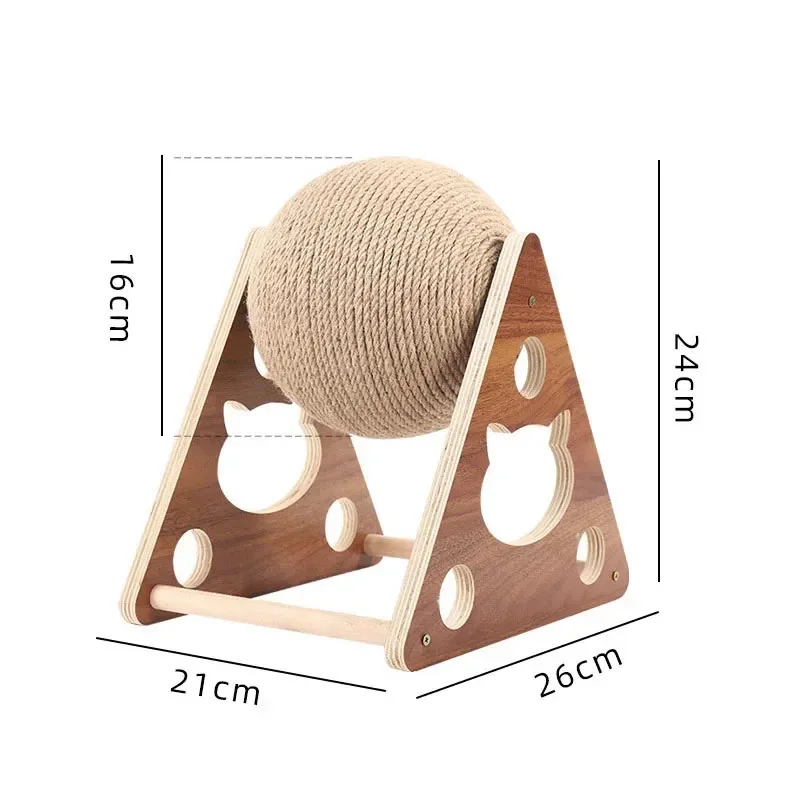 Cat Scratching Post Ball Toys Sisal and Wood Stable Triangle Cats Indoor Stuff Sturdy Scratching Cool Scratch on Stand Spin, 1Pc