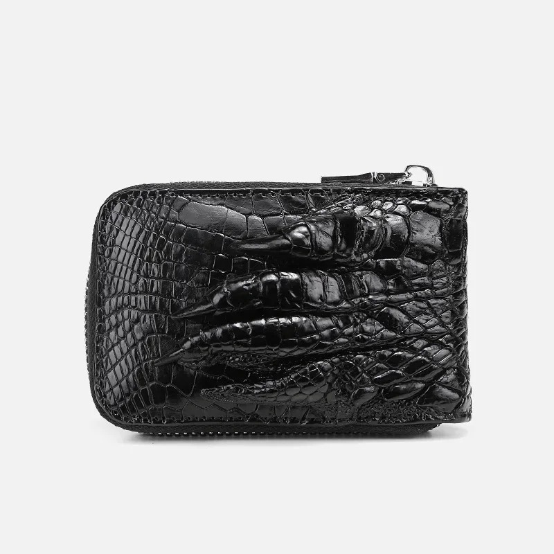 Genuine Crocodile Leather Small Card Holder for Men Multiple Card Slots, Anti-Degaussing High-end Portable ID and Bank Card Case