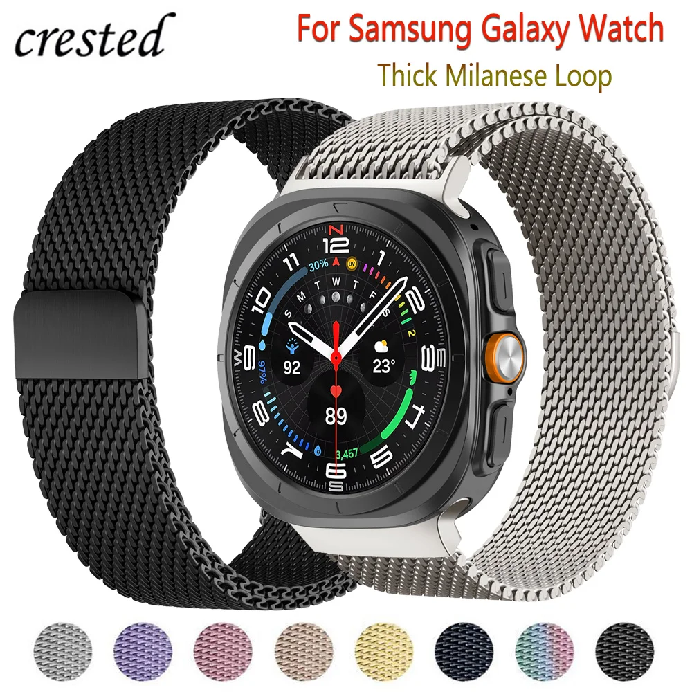 Thick Milanese Loop Stainless Steel Magnetic Smart Watch Bracelet Strap