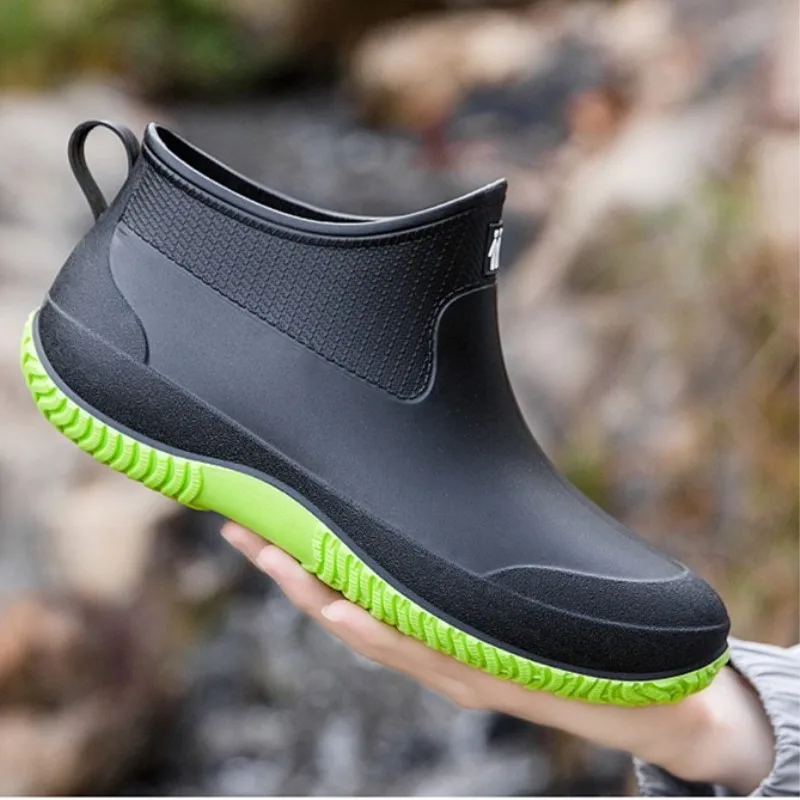 Men's Rain Boots Women's Ankle Water Shoes Non-slip Waterproof Safety Work Shoes Warm Cotton Platform outer wear Couple Lovers