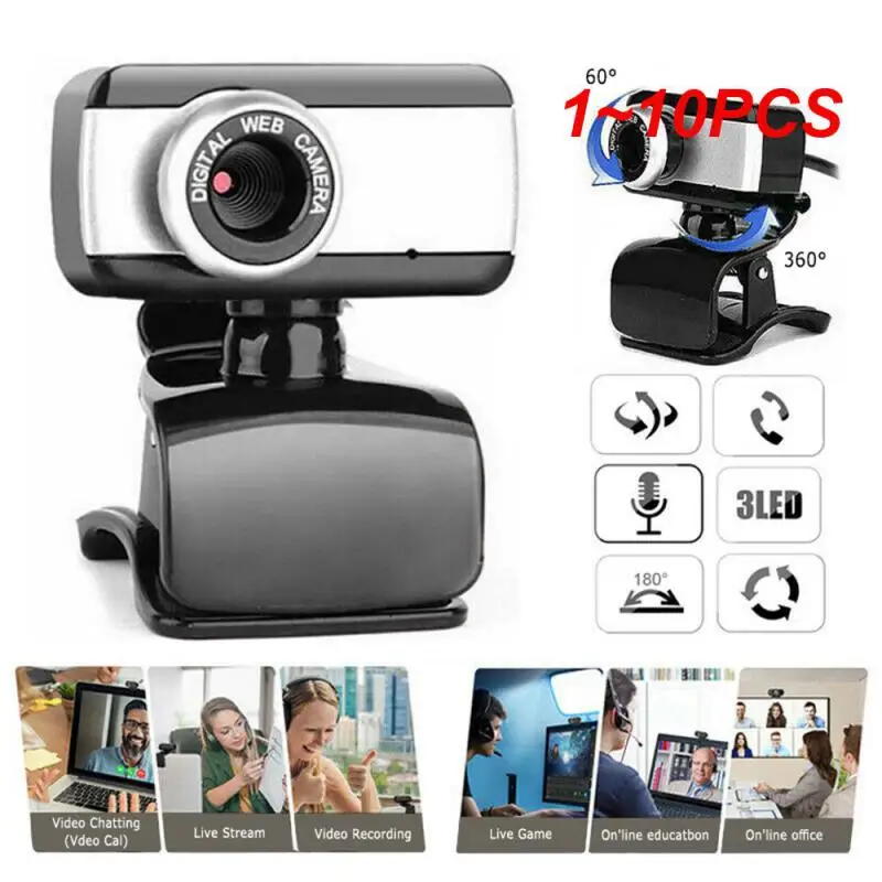 1~10PCS 480P Webcam Zoom Webcam Mic USB 2.0 Web Camera+Microphone CMOS Sensor Driverless For Desktop/Laptop/PC
